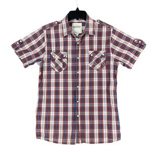 Imperious Trading Plaid Shirt Mens‎ L Red Blue Westerncore Casual Chore Workwear